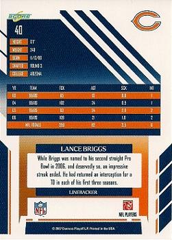 2007 Score #40 Lance Briggs Back