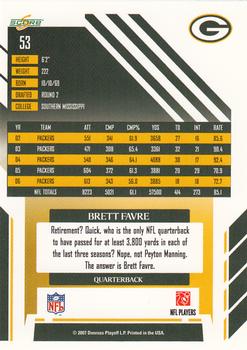 2007 Score #53 Brett Favre Back