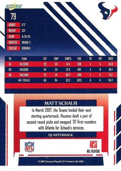 2007 Score #79 Matt Schaub Back