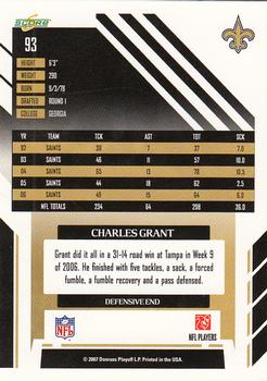 2007 Score #93 Charles Grant Back