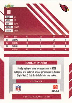 2007 Score #110 Karlos Dansby Back