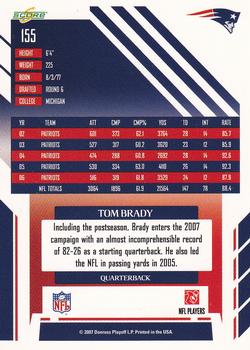 2007 Score #155 Tom Brady Back