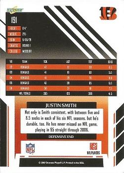 2007 Score #191 Justin Smith Back