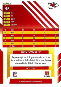 2007 Score #262 Tony Gonzalez Back