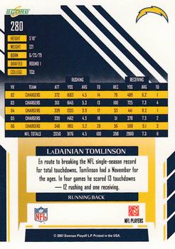 2007 Score #280 LaDainian Tomlinson Back