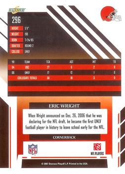 2007 Score #296 Eric Wright Back