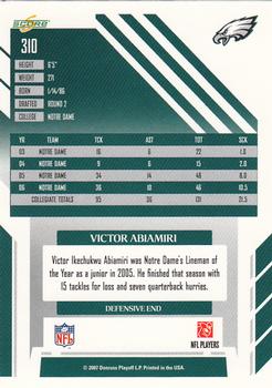 2007 Score #310 Victor Abiamiri Back