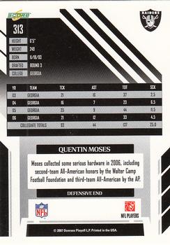 2007 Score #313 Quentin Moses Back