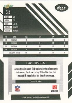 2007 Score #315 David Harris Back
