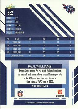 2007 Score #332 Paul Williams Back