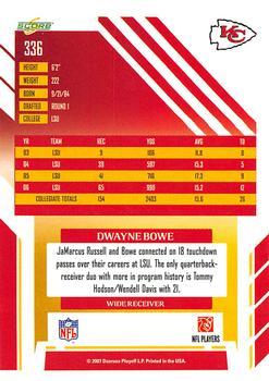 2007 Score #336 Dwayne Bowe Back