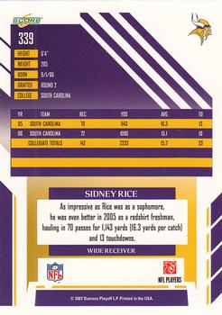 2007 Score #339 Sidney Rice Back