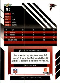 2007 Score #368 Jamaal Anderson Back