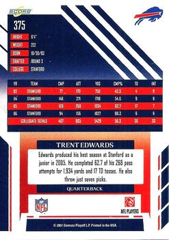 2007 Score #375 Trent Edwards Back