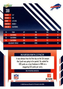 2007 Score #381 Marshawn Lynch Back
