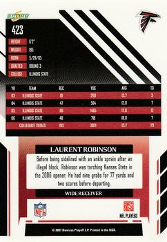 2007 Score #423 Laurent Robinson Back