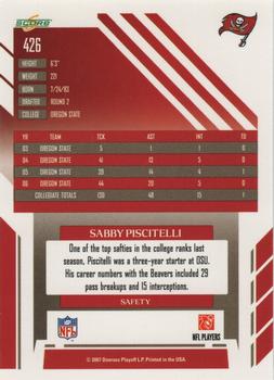 2007 Score #426 Sabby Piscitelli Back