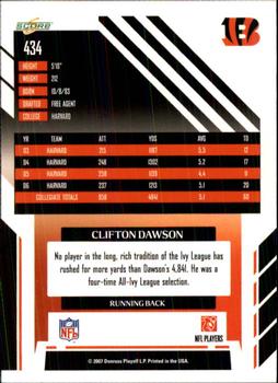 2007 Score #434 Clifton Dawson Back
