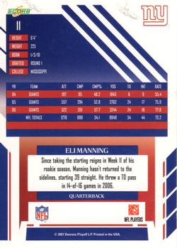 2007 Score #11 Eli Manning Back