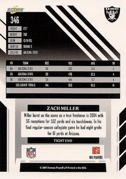 2007 Score #346 Zach Miller Back