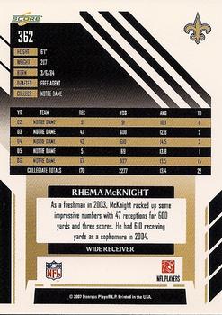 2007 Score #362 Rhema McKnight Back