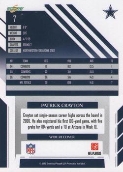2007 Score Select #7 Patrick Crayton Back