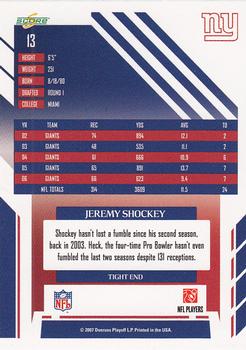 2007 Score Select #13 Jeremy Shockey Back