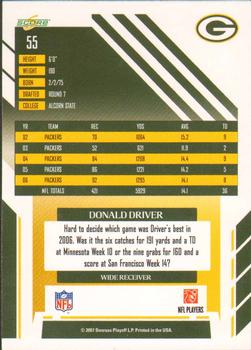 2007 Score Select #55 Donald Driver Back