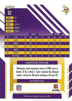 2007 Score Select #63 Chester Taylor Back