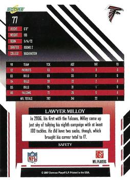2007 Score Select #77 Lawyer Milloy Back