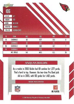 2007 Score Select #106 Anquan Boldin Back