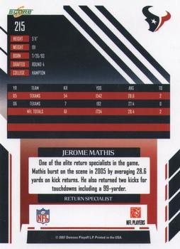 2007 Score Select #215 Jerome Mathis Back