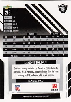 2007 Score Select #269 LaMont Jordan Back