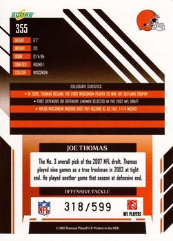 2007 Score Select #355 Joe Thomas Back