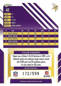 2007 Score Select #413 Tyler Thigpen Back