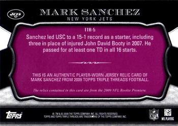 2009 Topps Triple Threads - Relic Purple #TTR-5 Mark Sanchez Back