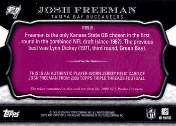 2009 Topps Triple Threads - Relic Purple #TTR-8 Josh Freeman Back