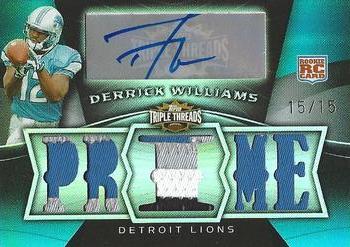 2009 Topps Triple Threads - Rookie Autographed Relic Prime Sapphire #109 Derrick Williams Front