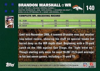 2007 Topps #140 Brandon Marshall Back