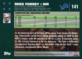 2007 Topps #141 Mike Furrey Back