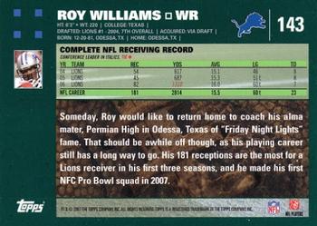 2007 Topps #143 Roy Williams Back