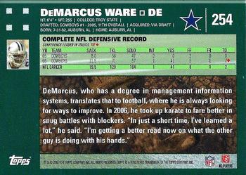 2007 Topps #254 Demarcus Ware Back