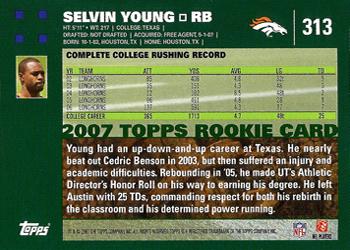 2007 Topps #313 Selvin Young Back