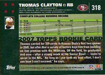 2007 Topps #318 Thomas Clayton Back