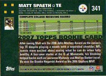 2007 Topps #341 Matt Spaeth Back