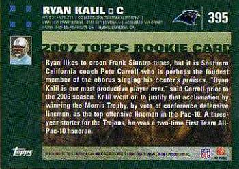 2007 Topps #395 Ryan Kalil Back