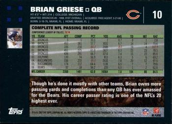2007 Topps #10 Brian Griese Back