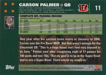 2007 Topps #11 Carson Palmer Back