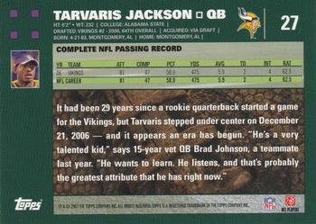 2007 Topps #27 Tarvaris Jackson Back