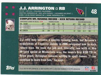 2007 Topps #48 J.J. Arrington Back